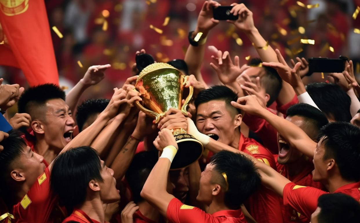 中国足球队在全球足球大赛中斩获胜利